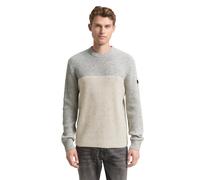 Tom Tailor – Strickpullover mit Strukturmix – grey offwhite nep colorblock – Gr. XXXL