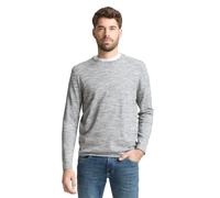 Rundhalspullover TOM TAILOR, Herren, Gr. M, grau (navy blau multicolor space dye), Strick, Obermaterial: 60% Baumwolle, 40% Polyester, unifarben, regular fit normal, Rundhals, gerader Abschluss, Pullo