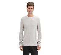 Rundhalspullover TOM TAILOR, Herren, Gr. XL, grau (light stone grau melange), Strick, Obermaterial: 100% Baumwolle, unifarben, regular fit taillenlang, Rundhals, Bündchen, Pullover Rundhalspullover, m