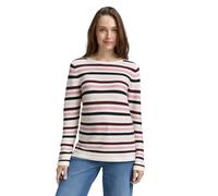 Rundhalspullover TOM TAILOR "Regular", Damen, Gr. M (38), rosa (rose ottom), Strick, Obermaterial: 100% Baumwolle, gestreift, regular fit normal, U-Boot-Ausschnitt, Pullover Rundhalspullover, aus Ripp