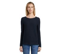 Rundhalspullover TOM TAILOR, Damen, Gr. S, sky captain blau, Strick, Obermaterial: 100% Baumwolle, unifarben, regular fit normal, U-Boot-Ausschnitt, Pullover Rundhalspullover, aus Rippstrick (68340139