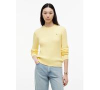 Rundhalspullover TOMMY HILFIGER "CO CABLE C-NK LS SWEATER", Damen, Gr. XL (46), citronella, Strick, Obermaterial: 100% Baumwolle, unifarben, regular fit normal, Rundhals, Rippstrickbündchen, Pullover
