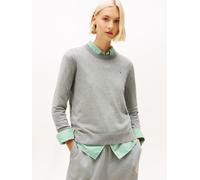 Tommy Hilfiger Regular Fit Strickpullover aus Baumwoll-Mix in Hellgrau Melange, Größe S