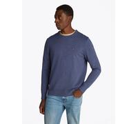 Rundhalspullover TOMMY HILFIGER "ESSENTIAL COTTON CREW NECK", Damen, Gr. M, aegean sea heather, Strick, Obermaterial: 100% Baumwolle, regular fit, Rundhals, Rippbündchen, Pullover Rundhalspullover (86