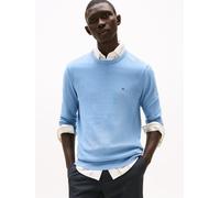 Rundhalspullover TOMMY HILFIGER "ESSENTIAL COTTON CREW NECK", Herren, Gr. L, brisk blau, Strick, Obermaterial: 100% Baumwolle, casual, regular fit, Rundhals, Langarm Rippbündchen, Pullover (52518148-L