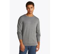 Rundhalspullover TOMMY HILFIGER "ESSENTIAL COTTON CREW NECK", Herren, Gr. S, grau (medium grau heather), Strick, Obermaterial: 100% Baumwolle, casual, regular fit, Rundhals, Langarm Rippbündchen, Pull