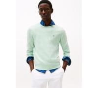 Rundhalspullover TOMMY HILFIGER "ESSENTIAL COTTON CREW NECK", Damen, Gr. L, minty essence heather, Strick, Obermaterial: 100% Baumwolle, regular fit, Rundhals, Rippbündchen, Pullover Rundhalspullover,