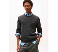 Rundhalspullover TOMMY HILFIGER "ESSENTIAL COTTON", Herren, Gr. M, grau (dunkelgrau heather), Strick, Obermaterial: 100% Baumwolle, regular fit, Rundhals, Rippbündchen, Pullover Rundhalspullover, Crew