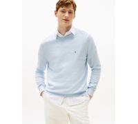 Rundhalspullover TOMMY HILFIGER "ESSENTIAL COTTON", Herren, Gr. S, blau (breezy blau), Strick, Obermaterial: 100% Baumwolle, regular fit, Rundhals, Rippbündchen, Pullover Rundhalspullover, Crewneck Re