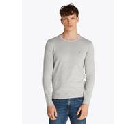Rundhalspullover TOMMY HILFIGER "ESSENTIAL COTTON", Herren, Gr. S, grau (light grau heather), Strick, Obermaterial: 100% Baumwolle, regular fit, Rundhals, Rippbündchen, Pullover Rundhalspullover, Crew