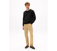 Rundhalspullover TOMMY HILFIGER "ESSENTIAL STRUCTURE CREW NECK mit Struktur und Label", Herren, Gr. XL, schwarz, Strick, Obermaterial: 100% Baumwolle, Rundhals, Rippbündchen, Pullover Rundhalspullover