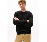 Rundhalspullover TOMMY HILFIGER "ESSENTIAL STRUCTURE CREW NECK mit Struktur und Label", Herren, Gr. XXL, schwarz, Strick, Obermaterial: 100% Baumwolle, Rundhals, Rippbündchen, Pullover Rundhalspullove