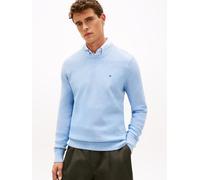 Rundhalspullover TOMMY HILFIGER "ESSENTIAL STRUCTURE CREW NECK mit Struktur und Label", Herren, Gr. XXL, vessel blau heather, Strick, Obermaterial: 100% Baumwolle, Rundhals, Rippbündchen, Pullover Run