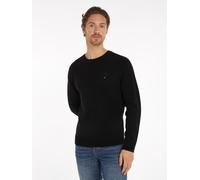 Rundhalspullover TOMMY HILFIGER "LAMBSWOOL CREW NECK", Herren, Gr. L, schwarz, Strick, Obermaterial: 100% Wolle, unifarben, regular fit normal, Rundhals, Rippbündchen, Pullover Rundhalspullover (18716