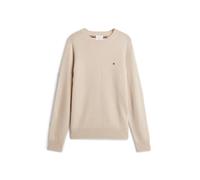 Rundhalspullover TOMMY HILFIGER "LAMBSWOOL CREW NECK", Herren, Gr. M, beige (heatherot oatmilk), Strick, Obermaterial: 100% Wolle, unifarben, regular fit normal, Rundhals, Rippbündchen, Pullover Rundh