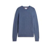 Rundhalspullover TOMMY HILFIGER "LAMBSWOOL CREW NECK", Herren, Gr. S, blau (aegean sea heather), Strick, Obermaterial: 100% Wolle, unifarben, regular fit normal, Rundhals, Rippbündchen, Pullover Rundh