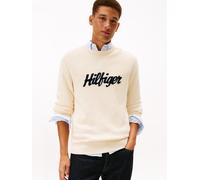 Rundhalspullover TOMMY HILFIGER "SEASONAL GRAPHIC COTTON", Herren, Gr. XXL, beige (calico), Strick, Obermaterial: 100% Baumwolle, normal normal, Rundhals, Rippbündchen, Pullover Rundhalspullover (3919