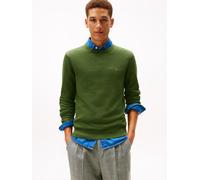 Rundhalspullover TOMMY HILFIGER "SEASONAL STRUCTURE", Damen, Gr. L, mountain pine, Strick, Obermaterial: 100% Baumwolle, regular fit, Rundhals, Pullover Rundhalspullover, mit Struktur, Rundhals, regul