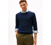 Rundhalspullover TOMMY HILFIGER "SEASONAL STRUCTURE", Damen, Gr. M, schwarz night navy, Strick, Obermaterial: 100% Baumwolle, regular fit, Rundhals, Pullover Rundhalspullover, mit Struktur, Rundhals,