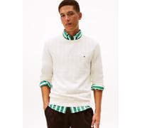 Rundhalspullover TOMMY HILFIGER "SEASONAL STRUCTURE", Damen, Gr. L, ivory petal, Strick, Obermaterial: 100% Baumwolle, regular fit, Rundhals, Pullover Rundhalspullover, mit Struktur, Rundhals, regular
