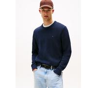 Rundhalspullover TOMMY JEANS, Herren, Gr. M, blau (schwarz night navy), Sweatware, Obermaterial: 100% Baumwolle, slim fit normal, Rundhals, eingesetzt Rippstrickbündchen, Pullover Rundhalspullover, Sl