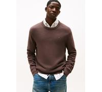 Rundhalspullover TOMMY JEANS, Herren, Gr. M, schwarz walnut, Sweatware, Obermaterial: 100% Baumwolle, slim fit normal, Rundhals, eingesetzt Rippstrickbündchen, Pullover Rundhalspullover (92509928-M) s