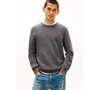 Rundhalspullover TOMMY JEANS, Herren, Gr. XL, grau (washed schwarz), Sweatware, Obermaterial: 100% Baumwolle, slim fit normal, Rundhals, eingesetzt Rippstrickbündchen, Pullover Rundhalspullover, Slim