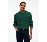 Tommy Jeans Regular Fit Pullover aus reiner Baumwolle mit Logo-Stitching in Dunkelgruen, Größe L
