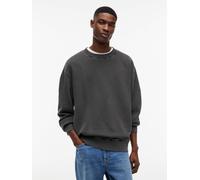 Rundhalspullover TOMMY JEANS "TJM RELAXED WASHED WAFFLE", Herren, Gr. M, schwarz, Sweatware, Obermaterial: 100% Baumwolle, relaxed fit, Rundhals, Rippbündchen, Pullover Rundhalspullover (27476955-M) s