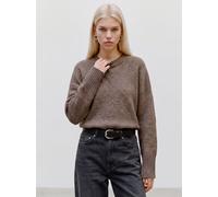 Rundhalspullover TOPSHOP "TSDAISY LS KNITTED JUMPER KNT NOOS", Damen, Gr. S (36/38), braun (fossil detail:melange), Strick, Obermaterial: 91% Polyester, 6% Wolle, 3% Elasthan, meliert, kurz, Rundhals,