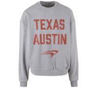 Rundhalspullover "Upscale by Mister Tee Texas Longhorns Austin Oversize Crewneck", Herren, Gr. M, erdgrau, 65% Baumwolle, 35% Polyester, UPSCALE BY MISTER TEE, mehrfarbig, oversize, Rundhals, Pullover