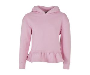 Rundhalspullover URBAN CLASSICS "Urban Classics Damen Girls Organic Volants Hoody", Mädchen, Gr. 146/152, girlypink, 100% Baumwolle, unifarben, normal, ohne Ausschnitt, Pullover Rundhalspullover (6149