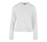 Rundhalspullover URBAN CLASSICS "Urban Classics Damen Ladies Feather Mock Neck Sweater", Damen, Gr. 3XL, weiß, 51% Polyacryl, 49% Polyimid, unifarben, relaxed fit, Rundhals, Pullover Rundhalspullover
