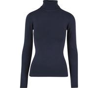 Rundhalspullover URBAN CLASSICS "Urban Classics Damen Ladies Knitted Turtleneck Sweater", Damen, Gr. 3XL, blau (navy), 70% Viskose, 30% Polyamid, unifarben, slim fit, herzförmiger Ausschnitt, Pullover