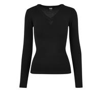Rundhalspullover URBAN CLASSICS "Urban Classics Damen Ladies Knitted V-Neck Sweater", Damen, Gr. XXL, schwarz, 70% Viskose, 30% Polyamid, unifarben, slim fit, V-Ausschnitt, Pullover Rundhalspullover (