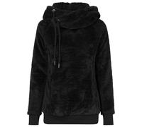 Rundhalspullover URBAN CLASSICS "Urban Classics Damen Ladies Long Teddy Hoody", Damen, Gr. XL, schwarz, 100% Polyester, unifarben, normal, ohne Ausschnitt, Pullover Rundhalspullover (95723036-XL) schw