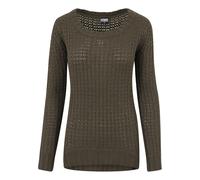 Rundhalspullover URBAN CLASSICS "Urban Classics Damen Ladies Long Wideneck Sweater", Damen, Gr. 5XL, olive, 100% Polyacryl, unifarben, normal, Balconnet, Pullover Rundhalspullover (85737521-5XL) olive