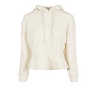 Rundhalspullover URBAN CLASSICS "Urban Classics Damen Ladies Organic Volants Hoody", Damen, Gr. M, sandweiß, 100% Baumwolle, unifarben, loose fit, ohne Ausschnitt, Pullover Rundhalspullover (99533217-