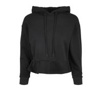 Rundhalspullover URBAN CLASSICS "Urban Classics Damen Ladies Organic Volants Hoody", Damen, Gr. M, schwarz, 100% Baumwolle, unifarben, loose fit, ohne Ausschnitt, Pullover Rundhalspullover (62207122-M