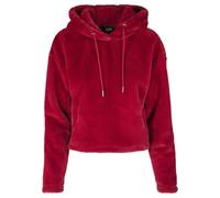 Rundhalspullover URBAN CLASSICS "Urban Classics Damen Ladies Oversize Short Teddy Hoody", Damen, Gr. S, burgundy, 100% Polyester, unifarben, oversize, ohne Ausschnitt, Pullover Rundhalspullover (67494