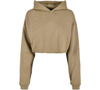 Rundhalspullover URBAN CLASSICS "Urban Classics Damen Ladies Oversized Cropped Hoody", Damen, Gr. 4XL, khaki, 65% Baumwolle, 35% Polyester, unifarben, oversize, ohne Ausschnitt, Pullover Rundhalspullo