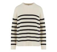Rundhalspullover URBAN CLASSICS "Urban Classics Damen Ladies Rib Striped Sweater", Damen, Gr. M, schwarz-weiß (sandweiß, schwarz), 50% Baumwolle, 50% Polyacryl, gestreift, loose fit, Rundhals, Pullove