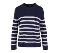 Rundhalspullover URBAN CLASSICS "Urban Classics Damen Ladies Rib Striped Sweater", Damen, Gr. XS, navy, weiß, 50% Baumwolle, 50% Polyacryl, gestreift, loose fit, Rundhals, Pullover Rundhalspullover (5
