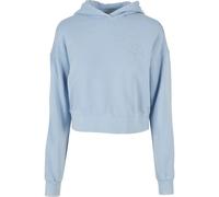 Hoodie URBAN CLASSICS "Urban Classics Damen Ladies Short Flower Embroidery Terry Hoody", Damen, Gr. 3XL, blau (balticblau), 100% Baumwolle, unifarben, oversize, ohne Ausschnitt, Sweatshirts Hoodie (89