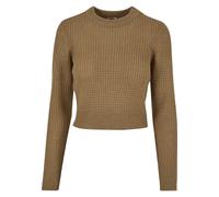 Rundhalspullover URBAN CLASSICS "Urban Classics Damen Ladies Short Waffle Sweater", Damen, Gr. L, warmsand, 100% Polyacryl, unifarben, normal, Rundhals, Pullover Rundhalspullover (69939204-L) warmsand