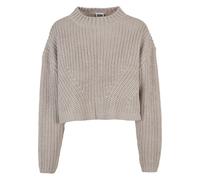Rundhalspullover URBAN CLASSICS "Urban Classics Damen Ladies Wide Oversize Sweater", Damen, Gr. S, beige (warmgrau), 100% Polyacryl, unifarben, oversize, Rundhals, Pullover Rundhalspullover (37767462-