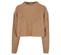 Rundhalspullover URBAN CLASSICS "Urban Classics Damen Ladies Wide Oversize Sweater", Damen, Gr. XXL, beige (unionbeige), 100% Polyacryl, unifarben, casual, oversize, Rundhals, Langarm, Pullover Grobst