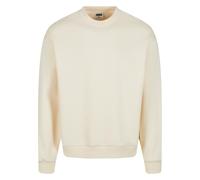 Rundhalspullover URBAN CLASSICS "Urban Classics Fluffy Crewneck", Herren, Gr. 5XL, sandweiß, 70% Baumwolle, 30% Polyester, unifarben, relaxed fit, Rundhals, Pullover (89400722-5XL) sandweiß