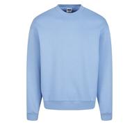 Rundhalspullover URBAN CLASSICS "Urban Classics Fluffy Crewneck", Herren, Gr. L, powderblau, 70% Baumwolle, 30% Polyester, unifarben, relaxed fit, Rundhals, Pullover (13972910-L) powderblau
