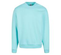 Rundhalspullover URBAN CLASSICS "Urban Classics Fluffy Crewneck", Herren, Gr. XL, berylblau, 70% Baumwolle, 30% Polyester, unifarben, relaxed fit, Rundhals, Pullover (35239264-XL) berylblau